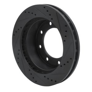 Ford F-250 Super Duty Brake Rotor (1) - Front Left - R1 Concepts - Drilled & Slotted - Black - `99-`05